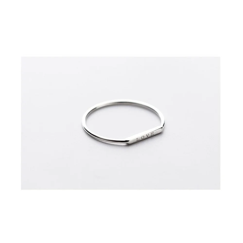 Dainty White Gold-Plated S925 LOVE Bar Band Ring | Sz 6 NEW‎